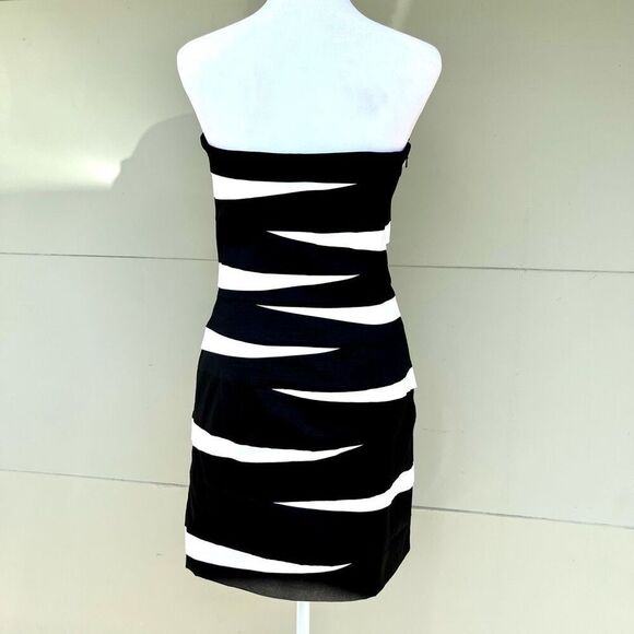Y2K Jessica McClintock Strapless Zebra Stripe Bodycon Cocktail Dress, SZ M - Picture 9 of 13